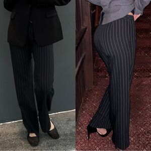 Sisley Pinstripe Blue Trousers Low Rise Pants Size 2